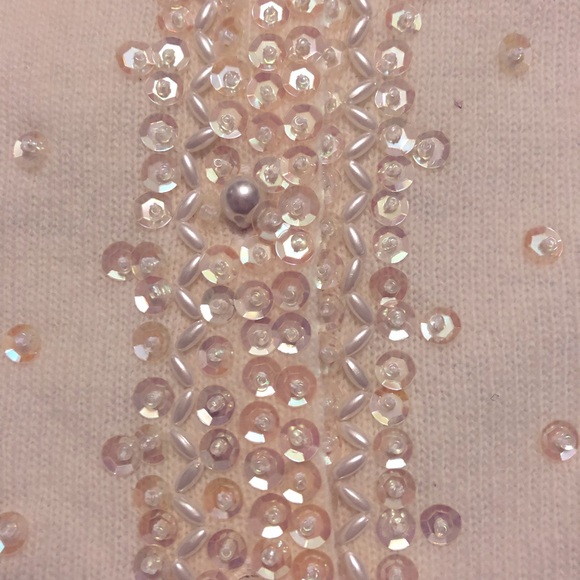 Vintage Cream/Beige Sequins Cardigan Sweater - Picture 5 of 14